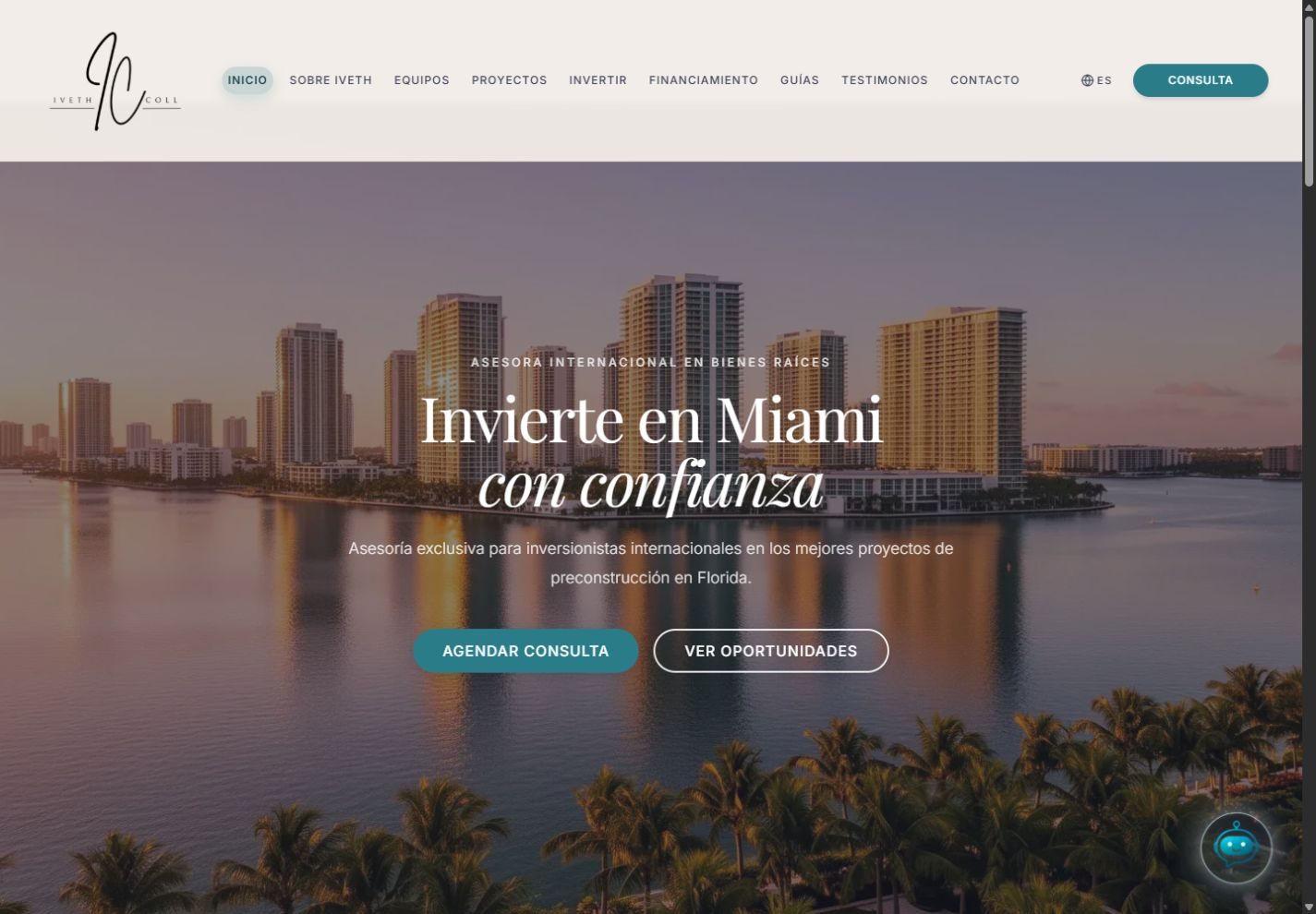 Captura desktop del sitio de Iveth Coll Realtor