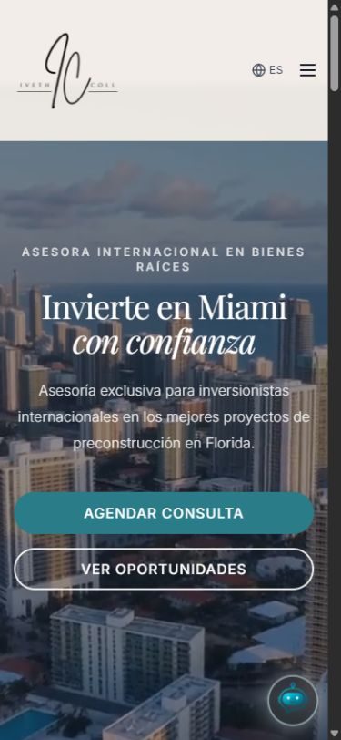 Captura mobile del sitio de Iveth Coll Realtor