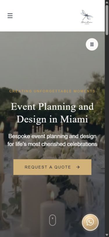 Captura mobile del sitio de Monalina Events