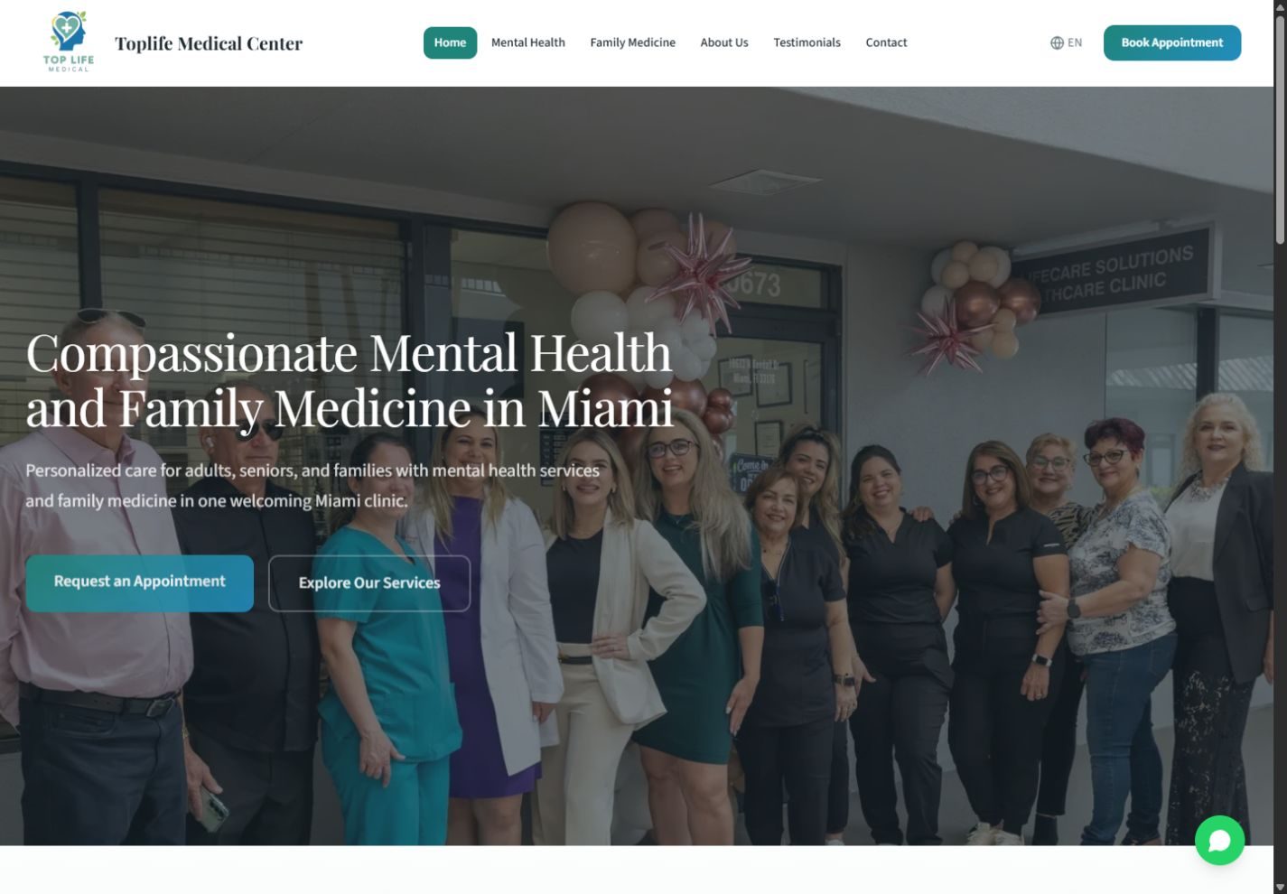 Captura desktop del sitio de Toplife Medical Center