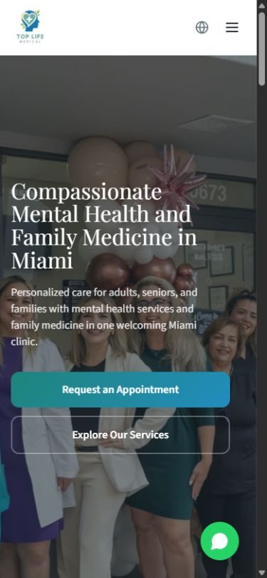 Captura mobile del sitio de Toplife Medical Center