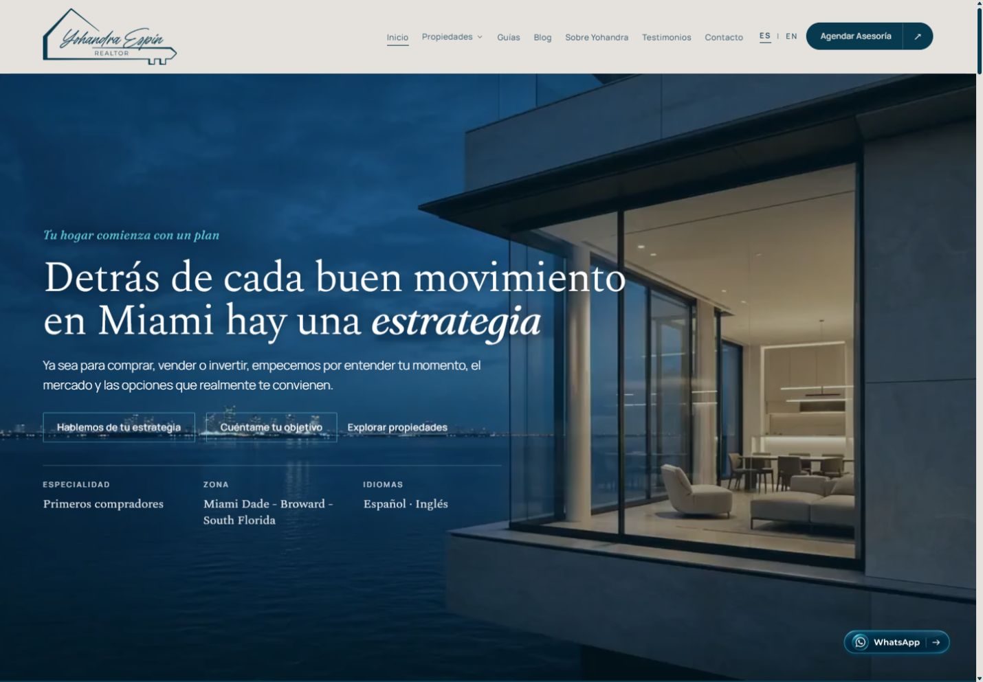 Captura desktop del sitio de Yohandra Espin Realtor